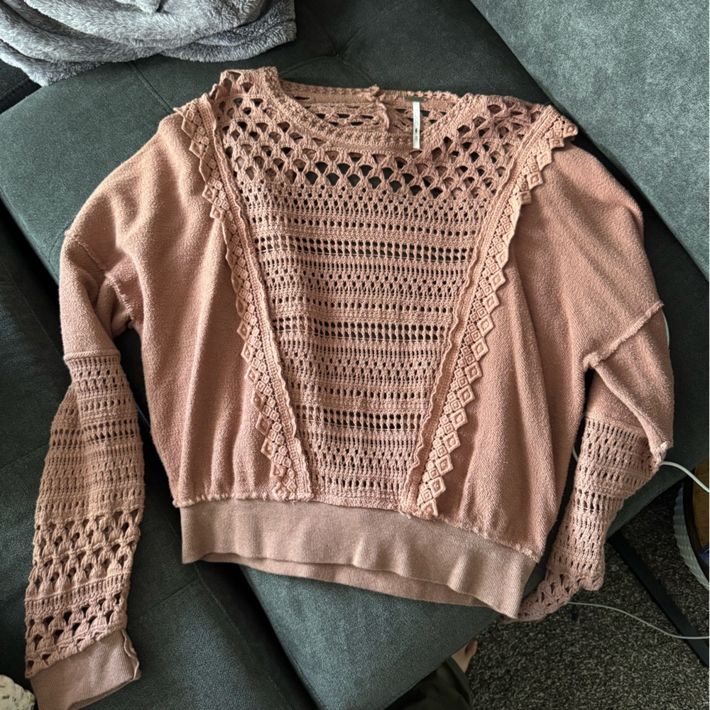 Free People Lace of Base Open Back Sweater size Medium